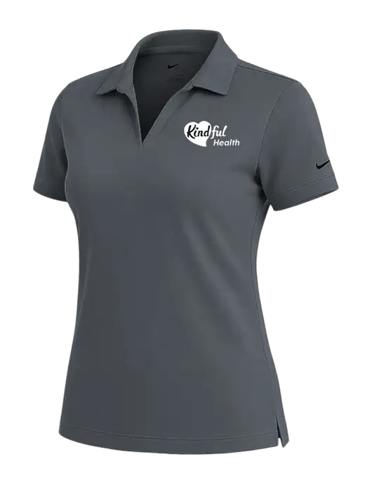 NIKE Dark Grey Womens Dri-Fit Micro Pique Polo w/Kindful Health Logo