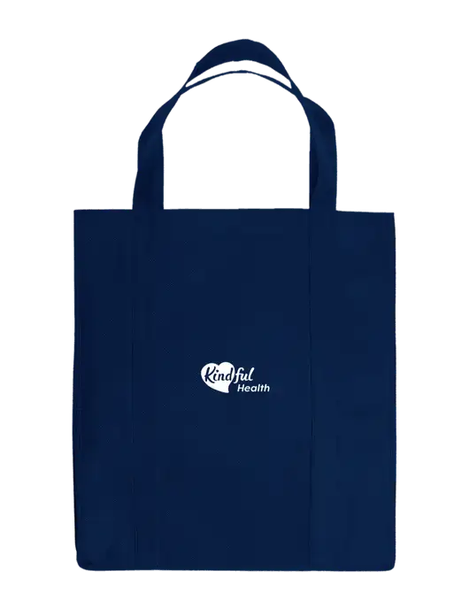 Eco Reusable Jumbo Navy Blue Shopping Bag w/Kindful Health Logo