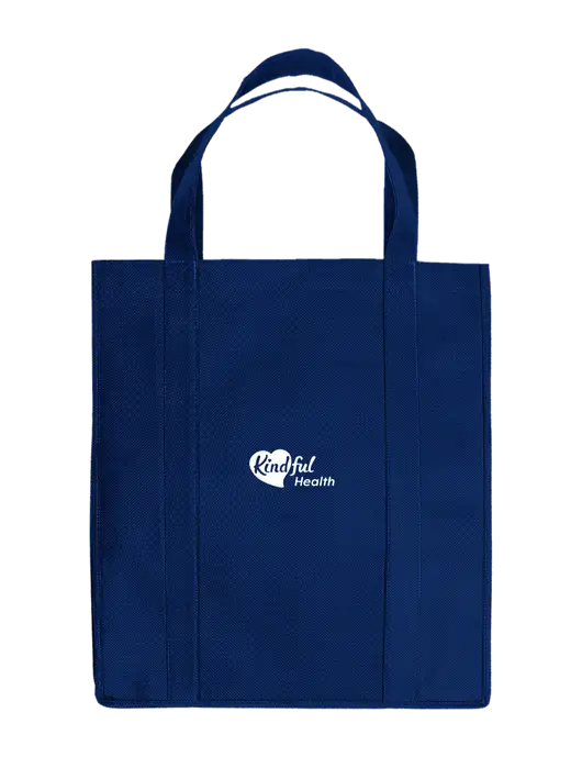 Eco Reusable Jumbo Navy Blue Shopping Bag w/Kindful Health Logo