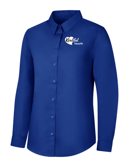 Womens Royal Long Sleeve Carefree Poplin Shirt w/Kindful Health Logo