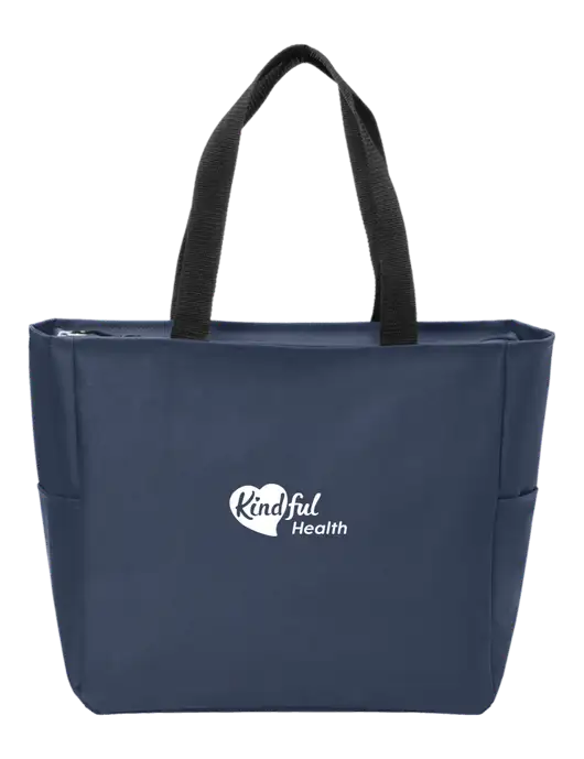 Everyday Navy Zip Tote  w/Kindful Health Logo