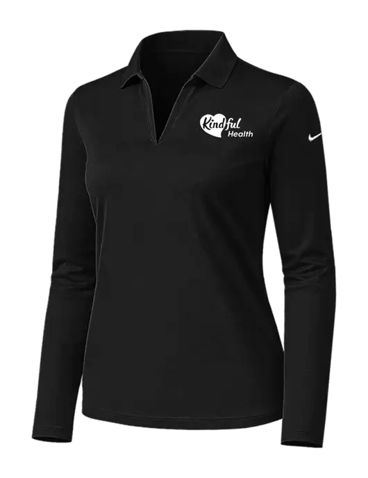 Nike Womens Black Dri-FIT Micro Pique 2.0 Long Sleeve Polo w/Kindful Health Logo