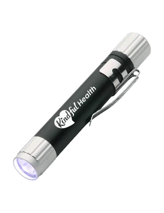 Black Aluminum LED Penlight w/Kindful Health Logo