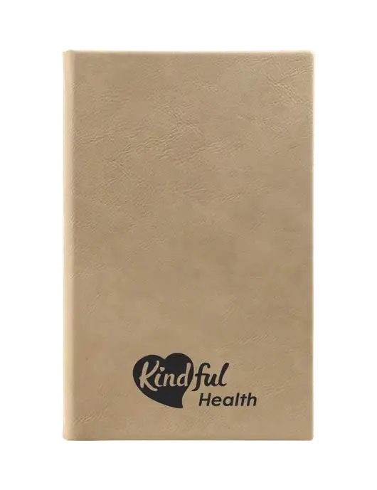 Tan Leatherette 5.25 x 8.25 Journal w/Kindful Health Logo