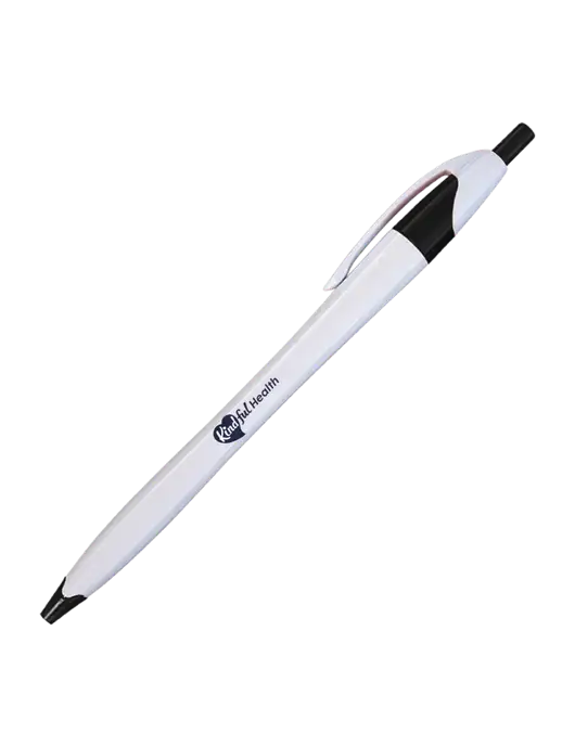 Novella White/Black Classic Pen - Blue Ink w/Kindful Health Logo