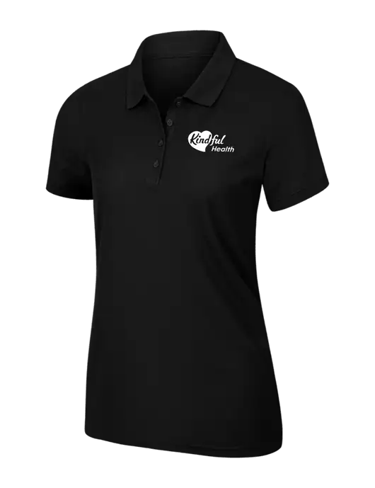 Womens Black Core Classic Pique Polo w/Kindful Health Logo