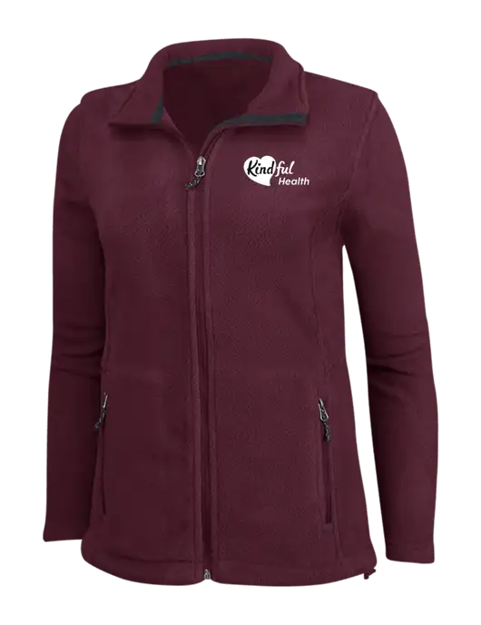 Womens Maroon Fleece Jacket w/Kindful Health Logo