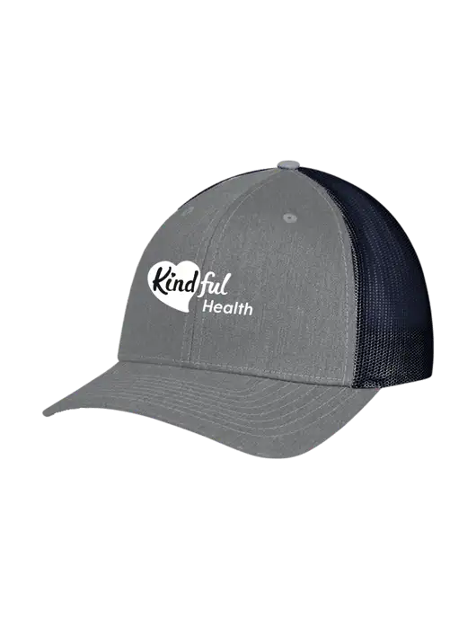 Richardson Adjustable Snapback Original 112 Trucker Cap Heather Grey w/Navy Mesh w/Kindful Health Logo