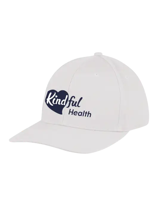 Premium Modern Structured Twill White Snapback Cap w/Kindful Health Logo