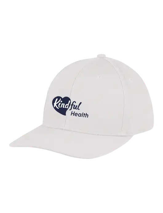 Premium Modern Structured Twill White Snapback Cap w/Kindful Health Logo