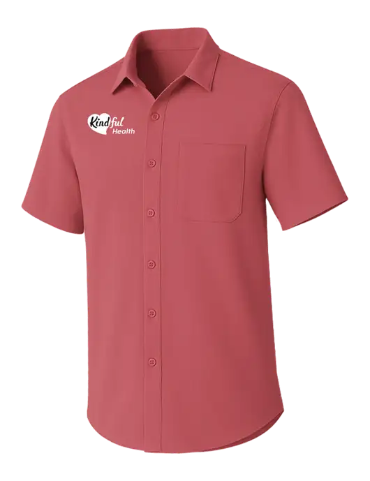 Dark Coral Short Sleeve UV Dockside Shirt w/Kindful Health Logo