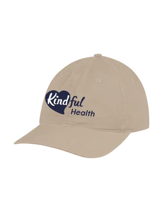 Garment Washed Unstructured Twill Tan Cap w/Kindful Health Logo