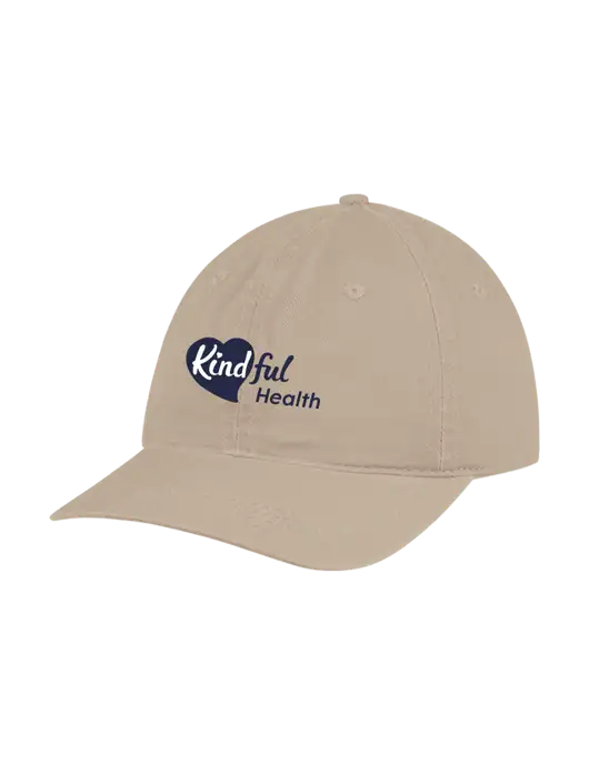Garment Washed Unstructured Twill Tan Cap w/Kindful Health Logo
