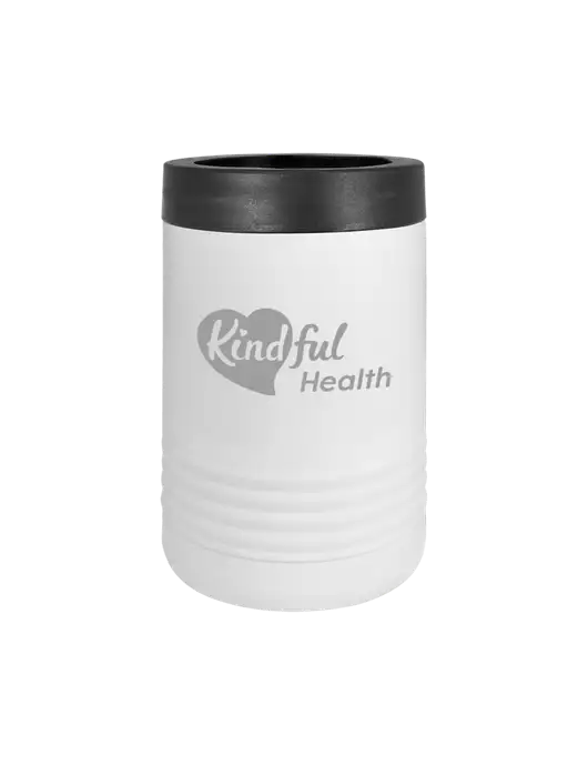 Polar Camel 12 oz Powder Coated White Vacuum Insulated Beverage Holder w/Kindful Health Logo