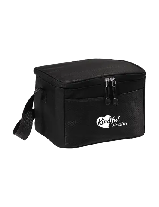 6 Can Black/Black Cube Cooler w/Kindful Health Logo