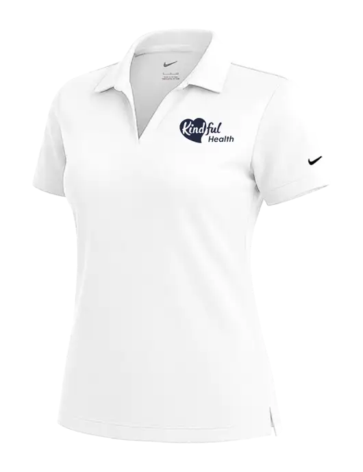 NIKE White Womens Dri-Fit Micro Pique Polo w/Kindful Health Logo