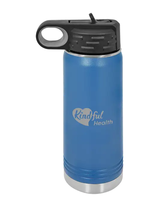 Polar Camel 20 oz Powder Coated Royal Vacuum Insulated Water Bottle w/Kindful Health Logo