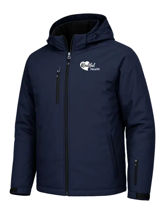 Cold Weather Vortex Light Navy/ Dark Navy Waterproof 3-in-1 Jacket with Detachable Hood w/Kindful Health Logo, Kindful Health Logo