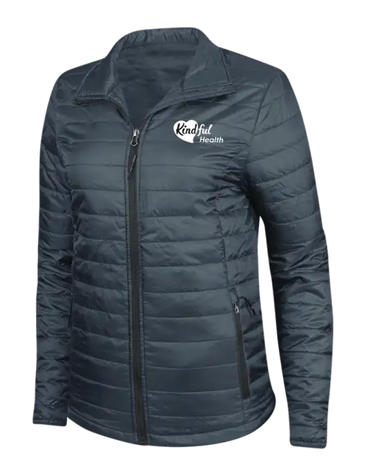 Navy Womens Puffy Packable Jacket w/Kindful Health Logo
