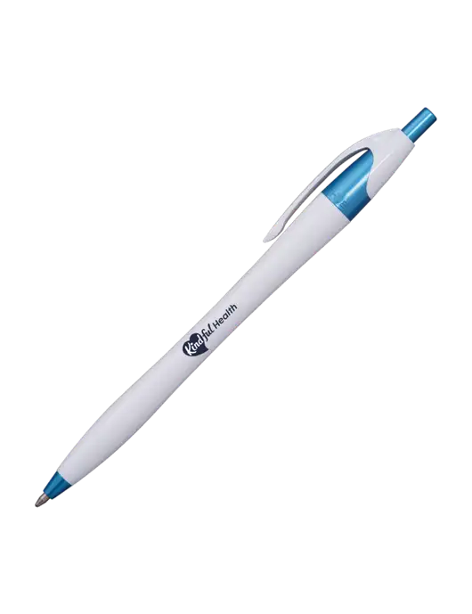 Novella White/Blue Shimmer Pen - Blue Ink w/Kindful Health Logo
