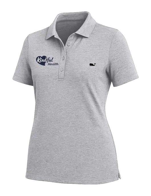 Vineyard Vines Womens Light Grey Edgartown Pique Polo w/Kindful Health Logo