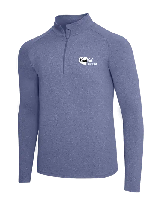 Navy Heather Sport Wick Stretch 1/4 Zip Pullover w/Kindful Health Logo