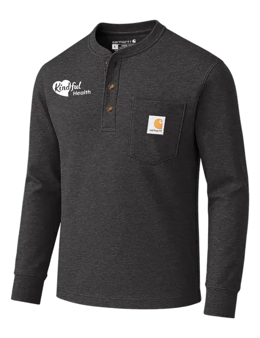 Carhartt Dark Grey Heather Long Sleeve Henley Shirt w/Kindful Health Logo