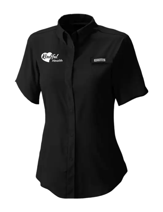Columbia Black Womens PFG Tamiami II Short Sleeve Shirt w/Kindful Health Logo