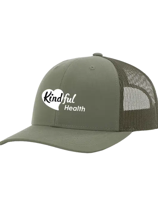 Richardson Adjustable Snapback Original 112 Trucker Cap Medium Olive w/Medium Olive Mesh w/Kindful Health Logo