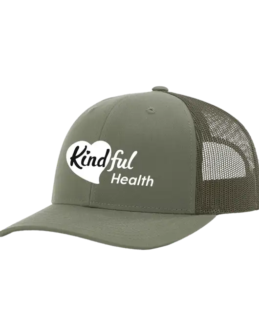 Richardson Adjustable Snapback Original 112 Trucker Cap Medium Olive w/Medium Olive Mesh w/Kindful Health Logo