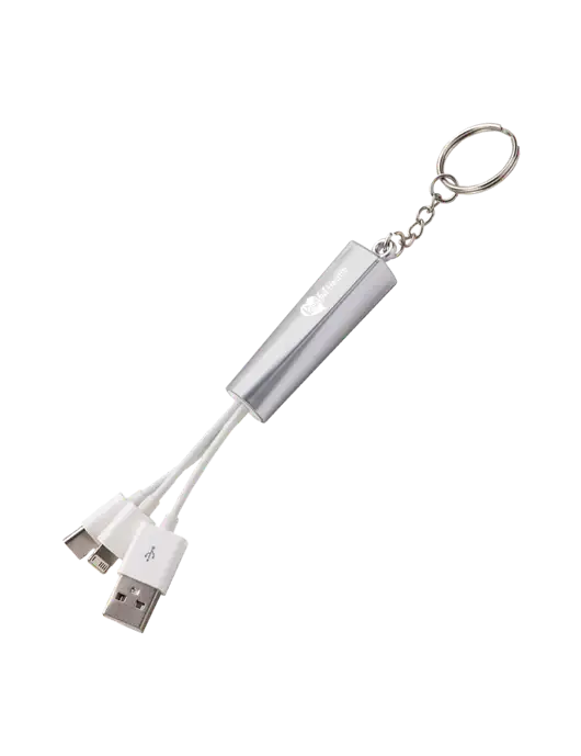 Silver Light-Up Charging Cable with Key Ring w/Kindful Health Logo