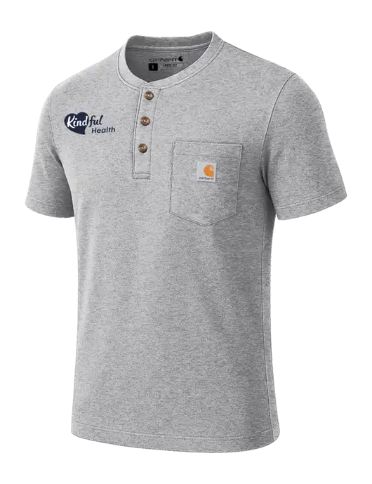 Carhartt Light Grey Heather Short Sleeve Henley Shirt w/Kindful Health Logo