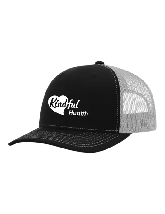 Richardson Adjustable Snapback Original 112 Trucker Cap Black w/White Mesh w/Kindful Health Logo
