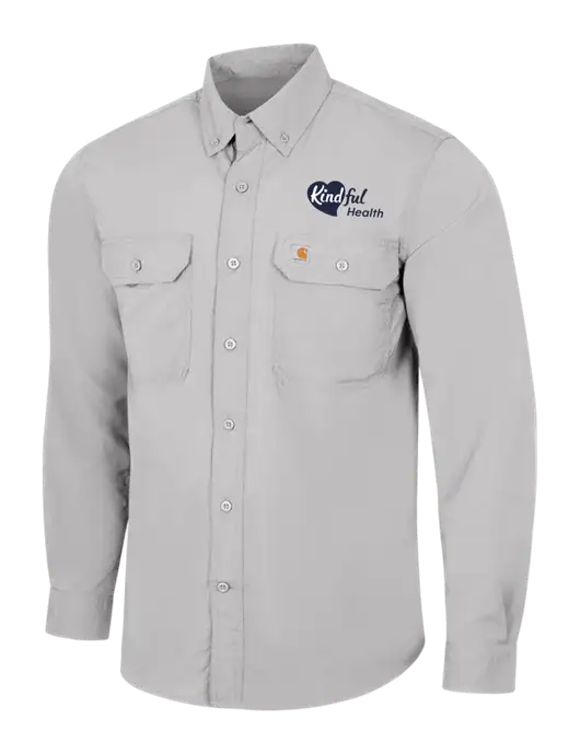 Carhartt Force Light Grey Solid Long Sleeve Shirt w/Kindful Health Logo