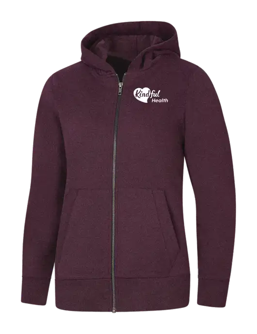 Womens Maroon Heather Re-Fleece Full-Zip Hoodie w/Kindful Health Logo