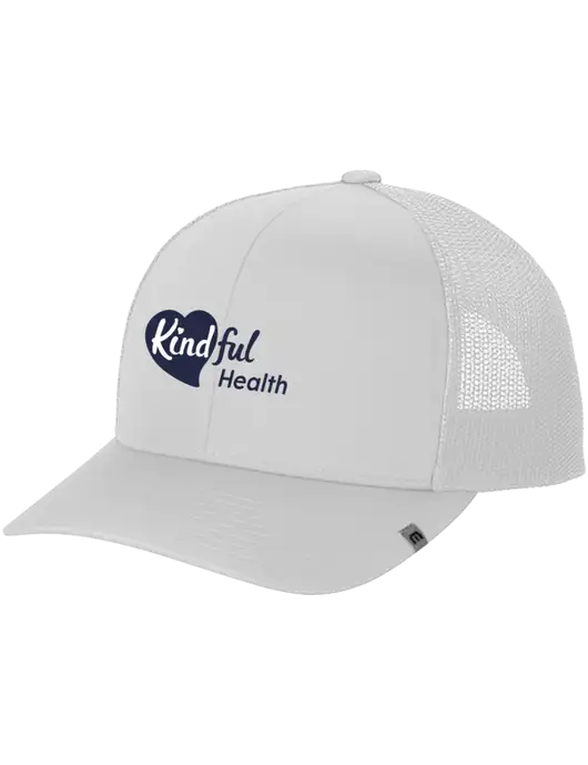 TravisMathew White Cruz Trucker Cap w/Kindful Health Logo