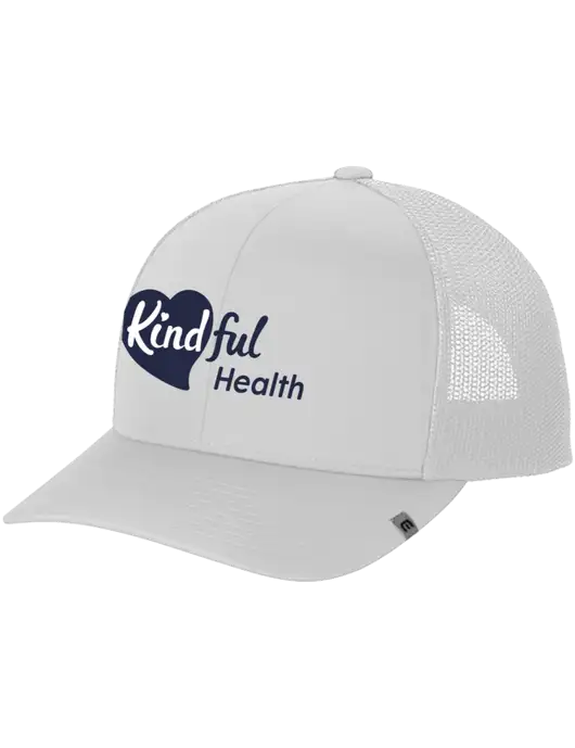 TravisMathew White Cruz Trucker Cap w/Kindful Health Logo