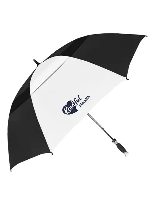 Black/White Vented Typhoon Tamer Golf Umbrella w/Kindful Health Logo