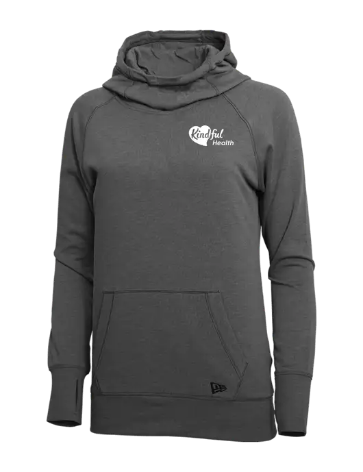 New Era Black Heather Womens Tri-Blend Fleece Pullover Hoodie w/Kindful Health Logo
