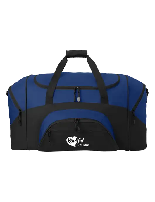 Standard Colorblock Royal/Black Sport Duffel w/Kindful Health Logo