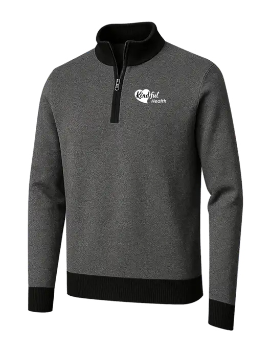 Brooks Brothers Black/Dark Grey Washable Merino Birdseye 1/4-Zip Sweater w/Kindful Health Logo