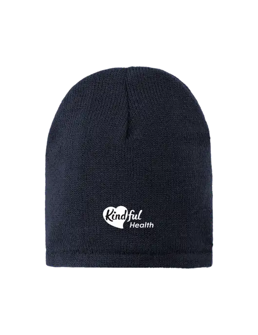Dark Navy Fleece-Lined Beanie Cap w/Kindful Health Logo