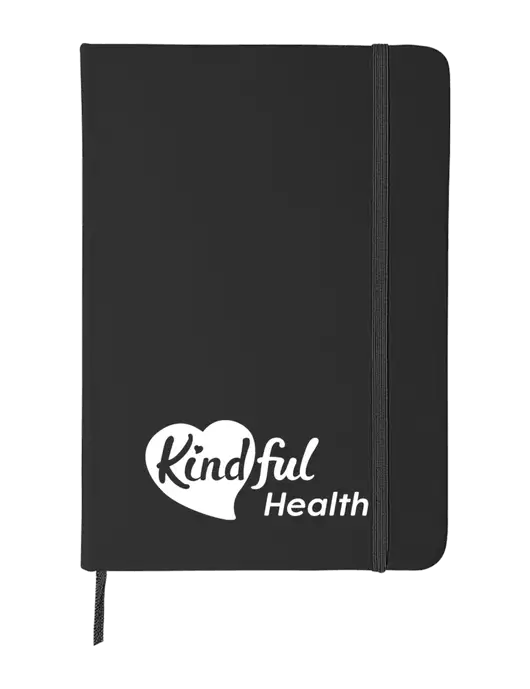 Black Comfort Touch Bound Journal 5" X 7" w/Kindful Health Logo
