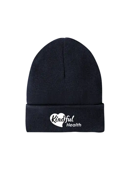 Recycled True Navy Beanie w/Kindful Health Logo