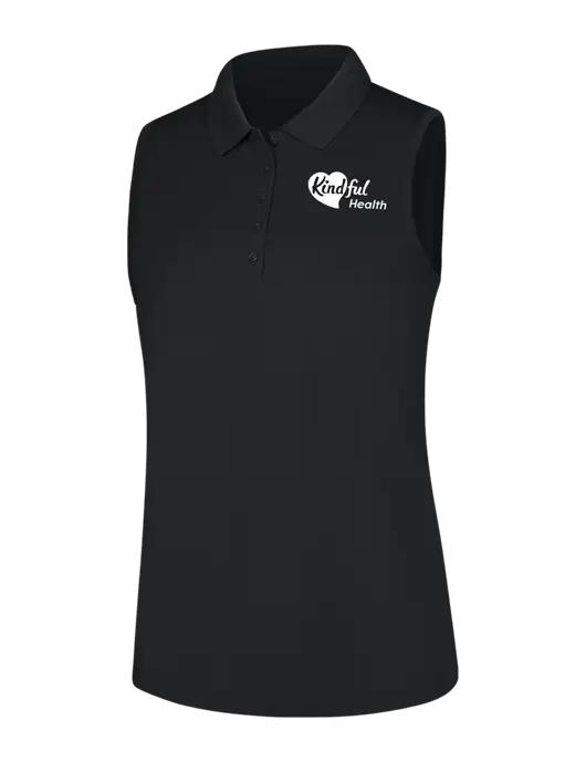 Womens Black Dry Zone UV Micro-Mesh Sleeveless Polo w/Kindful Health Logo