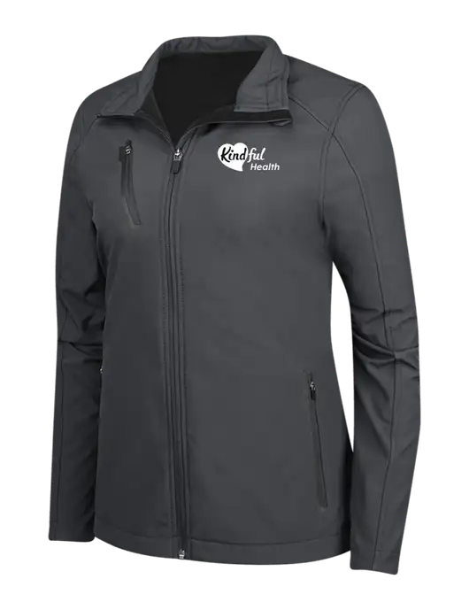 Dark Grey Womens Welded Softshell Jacket w/Kindful Health Logo