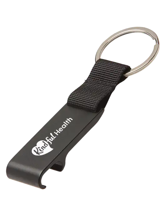 Black Bottle Opener & Key Ring w/Kindful Health Logo