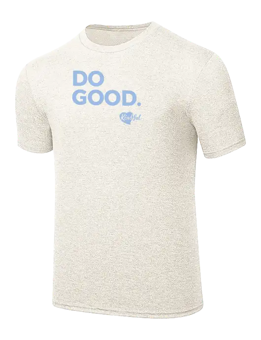 Simply Soft Very Light Tan Heather 4.5oz Poly/Combed Ring Spun Cotton T-Shirt w/Do Good. Logo