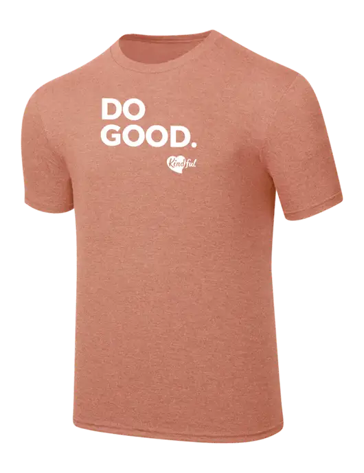 Simply Soft Heathered Light Peach 4.5oz  Poly/Combed Ring Spun Cotton T-Shirt w/Do Good. Logo