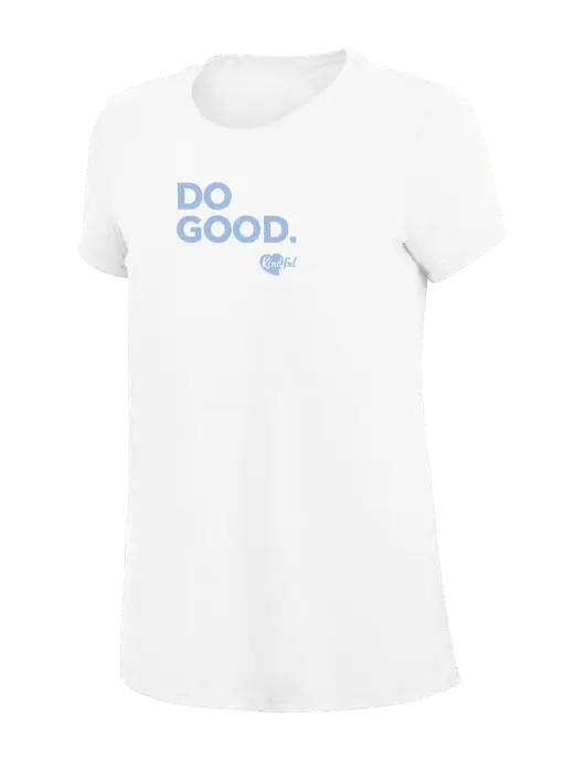 Womens Simply Soft White 4.5oz Poly/Combed Ring Spun Cotton T-Shirt
 w/Do Good. Logo